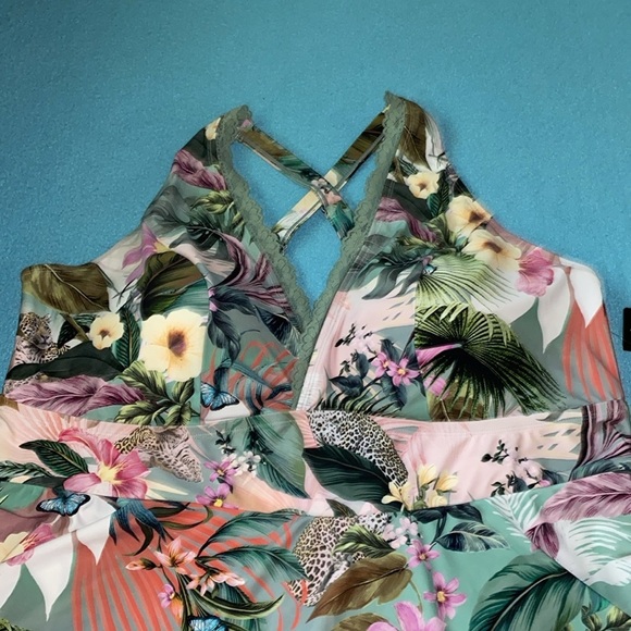 TORRID one piece swimwear swim dress skater safari print lace trim NEW size 4X - Picture 5 of 13